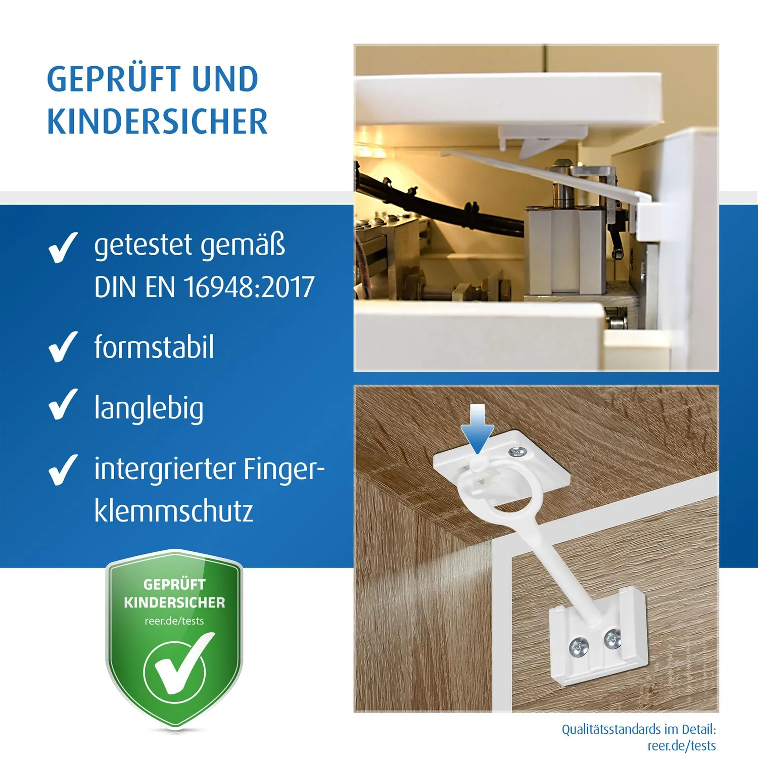 Reer Schrank- und Schubladensicherung innen weiß 8 Stück Klemmschutz