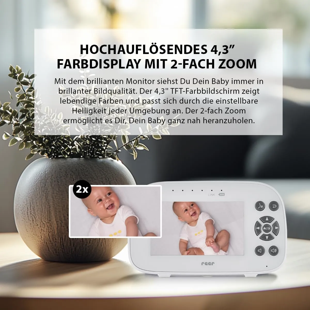 Reer BabyCam XL Move Babyphone Hauptgerät weiß