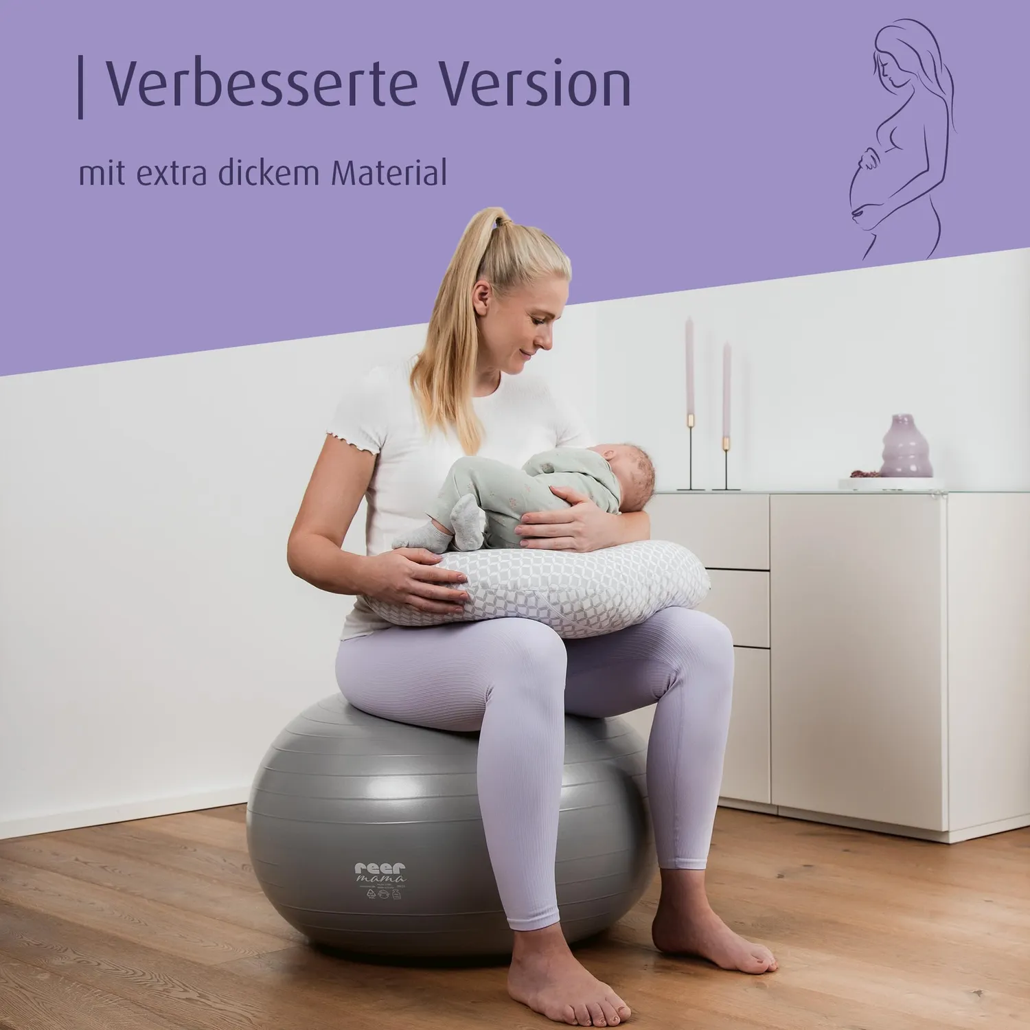 Reer Gymnastikball Schwangerschaft 65cm grau 120kg