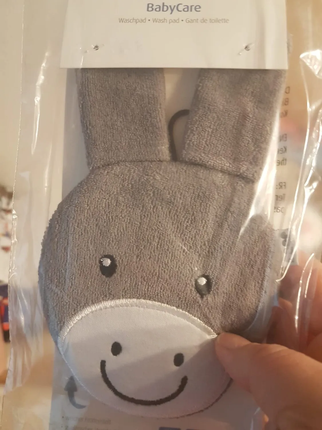 Reer BabyCare Waschpad Waschhandschuh grau Esel