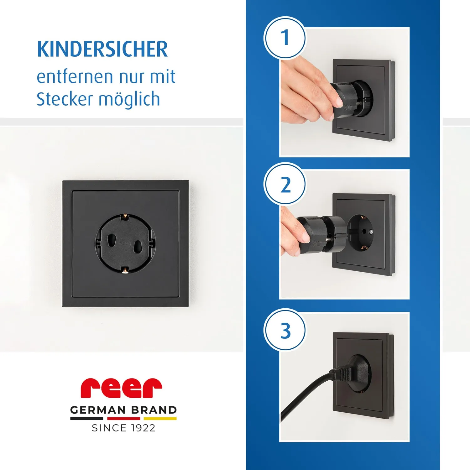 Reer Steckdosenkappe Kindersicherung schwarz 20 Stück