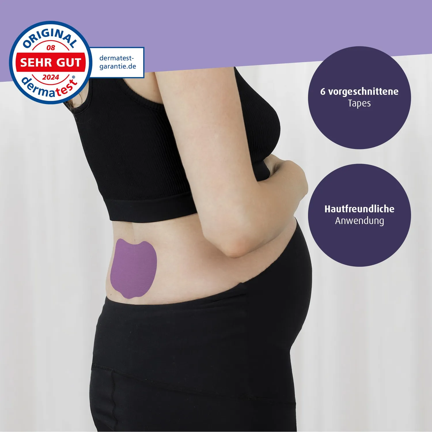 Reer Mama Kinesiotape Schwangerschaft Tape Lila 6 Stück elastisch
