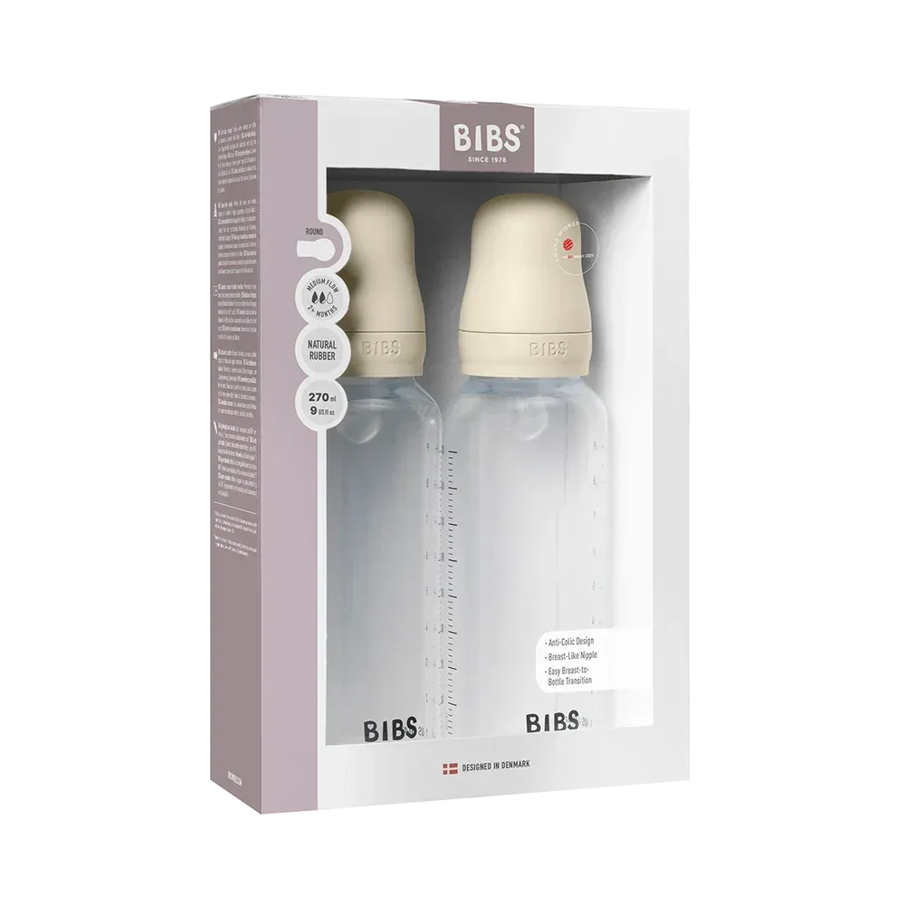 BIBS Babyflasche 270ml 2er-Pack Ivory Silikon Anti-Colic
