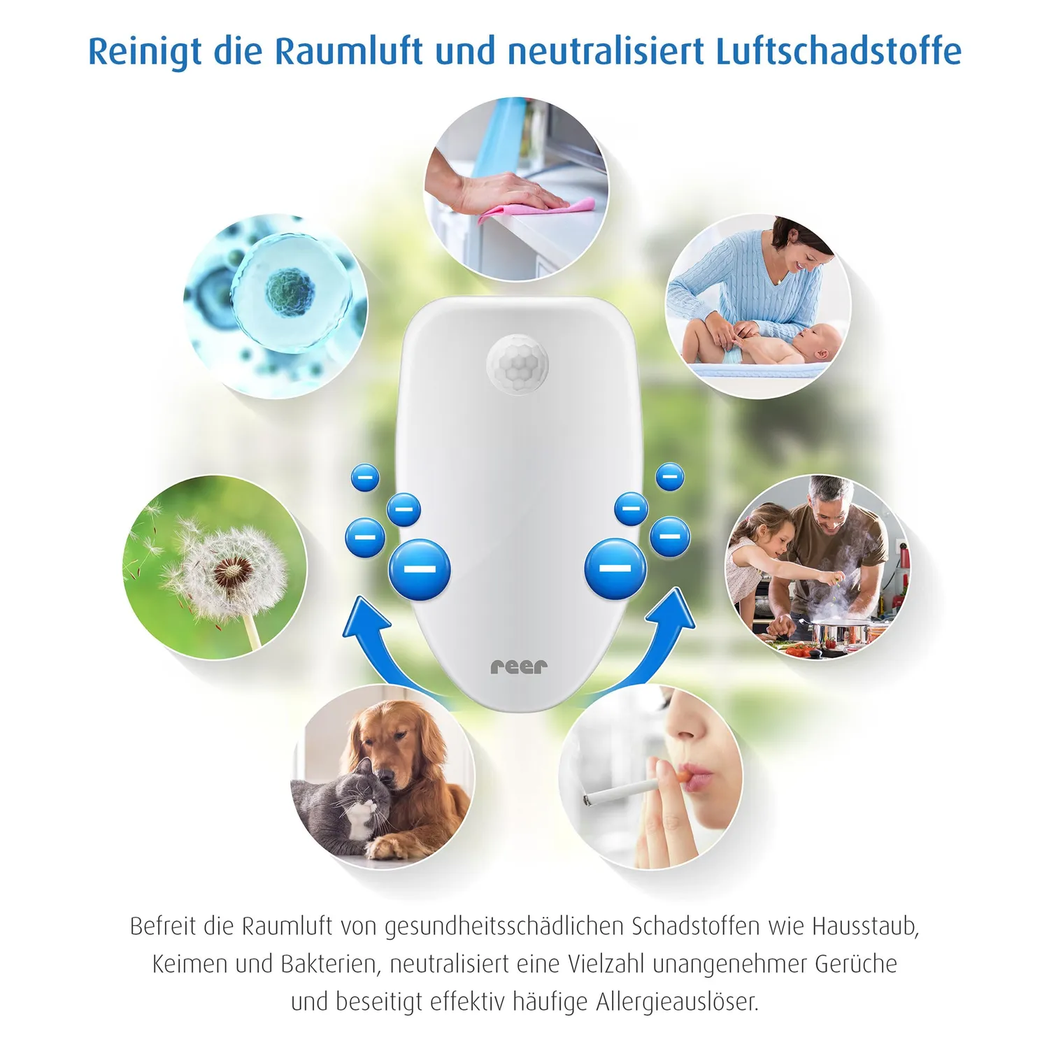 Reer PureAir Ionen-Luftreiniger UV-C Raumluft filterlos