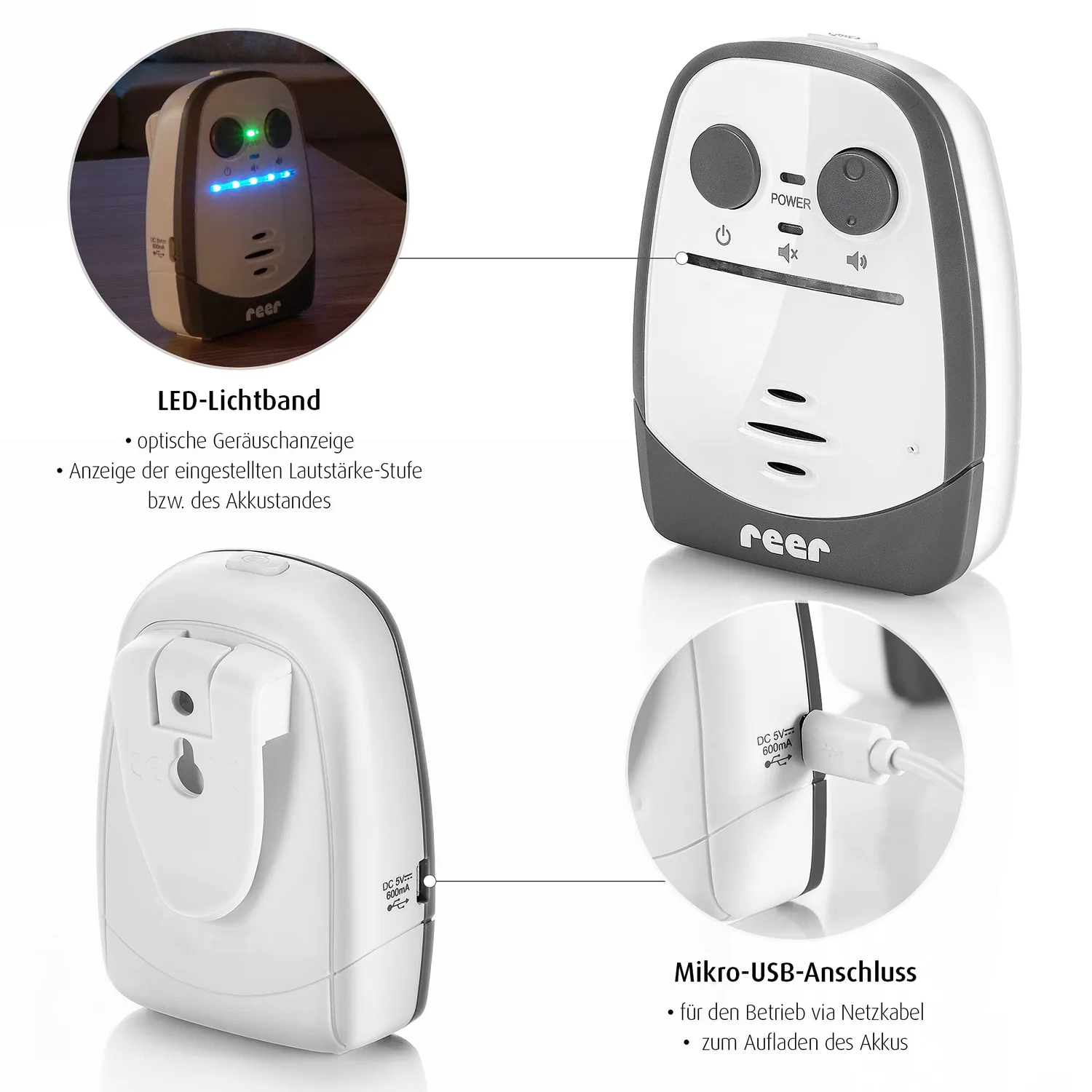 Reer Cosmo 50150 Babyphone Gegensprechfunktion 600 m weiß