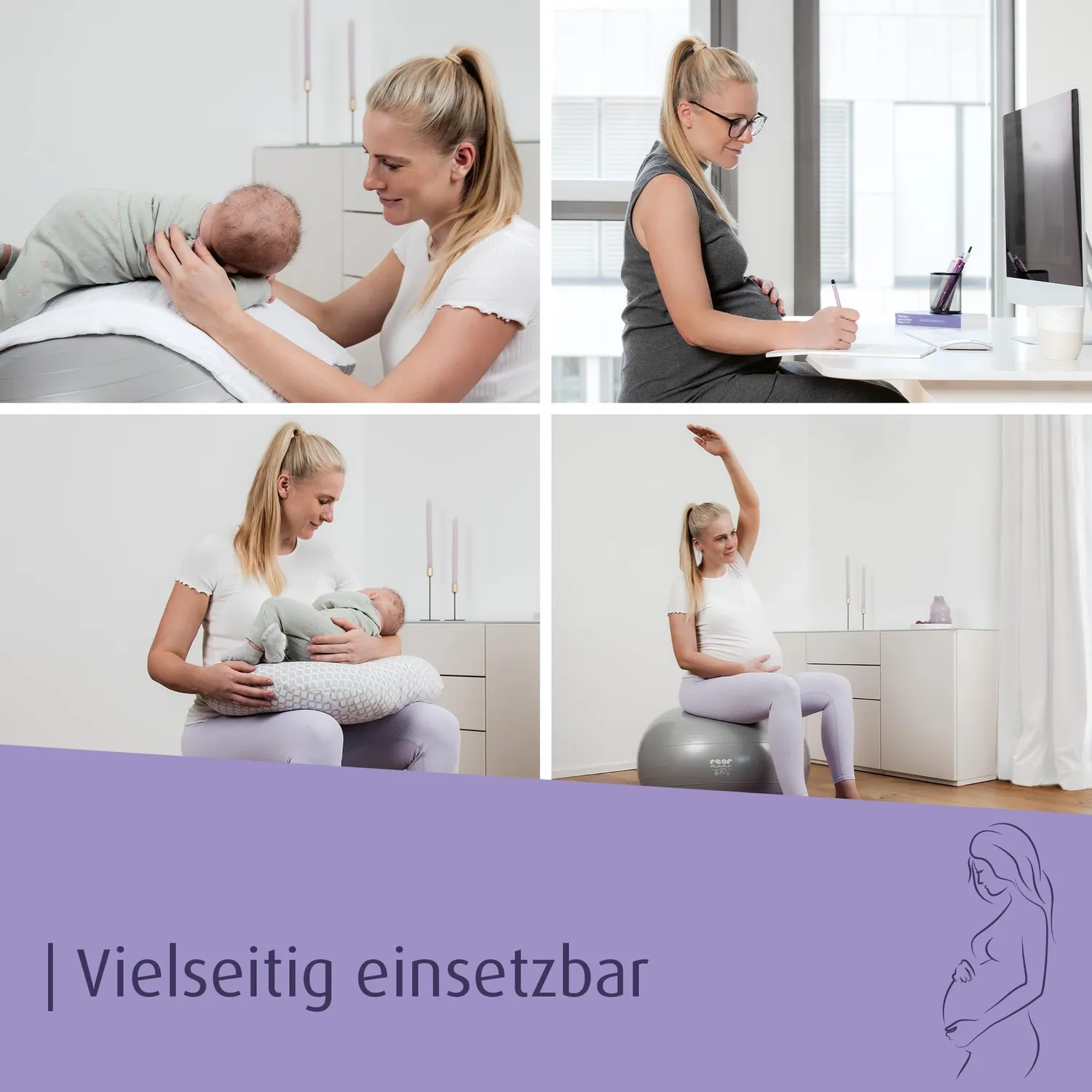 Reer Gymnastikball Schwangerschaft 65cm grau 120kg