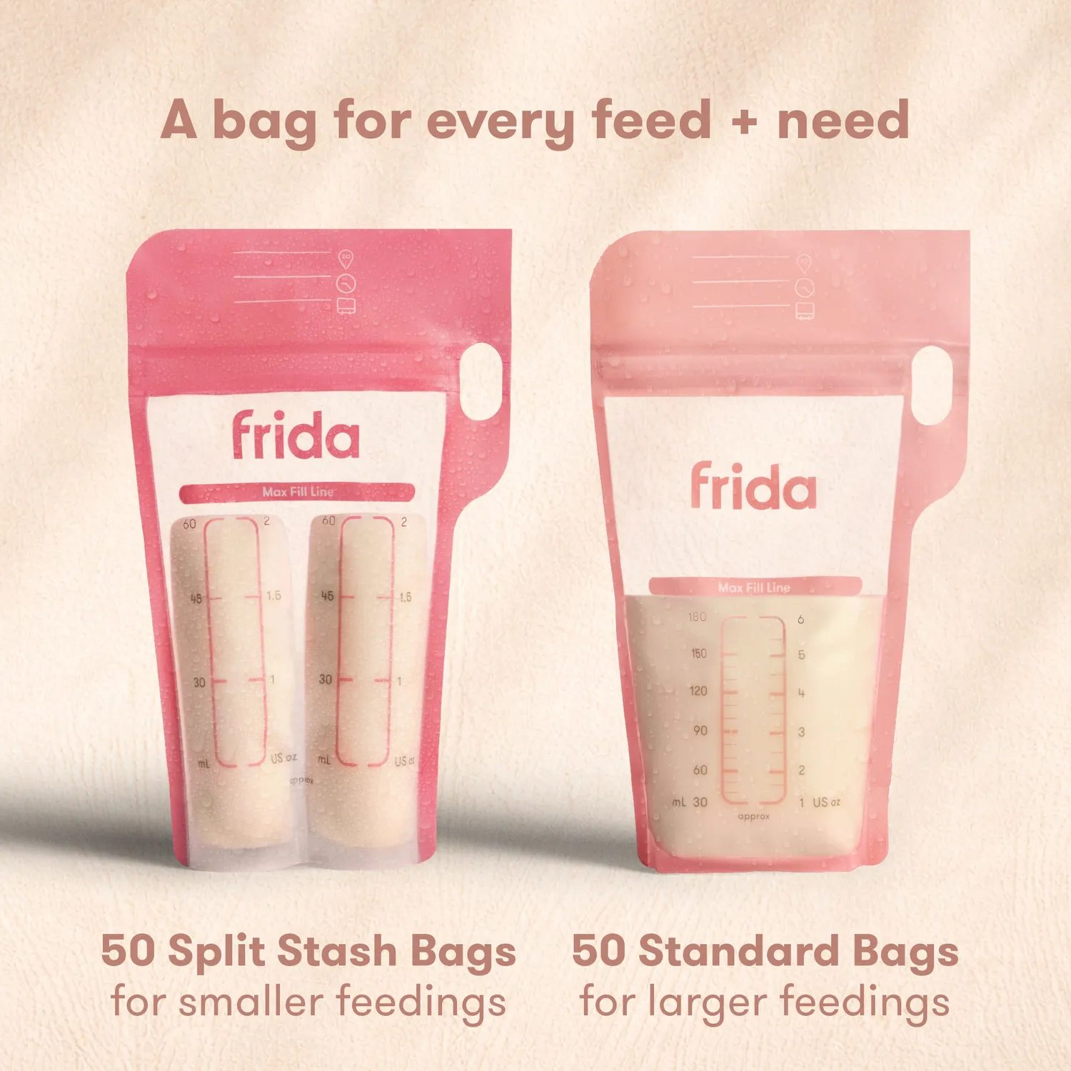 Frida Mom Breastmilk Storage Bags Muttermilchbeutel 100 Stk auslaufsicher