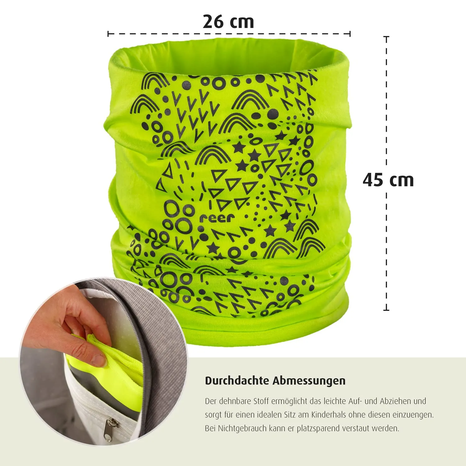 Reer MyBuddyGuard Multifunktionsschal Gelb reflektierend 26x45