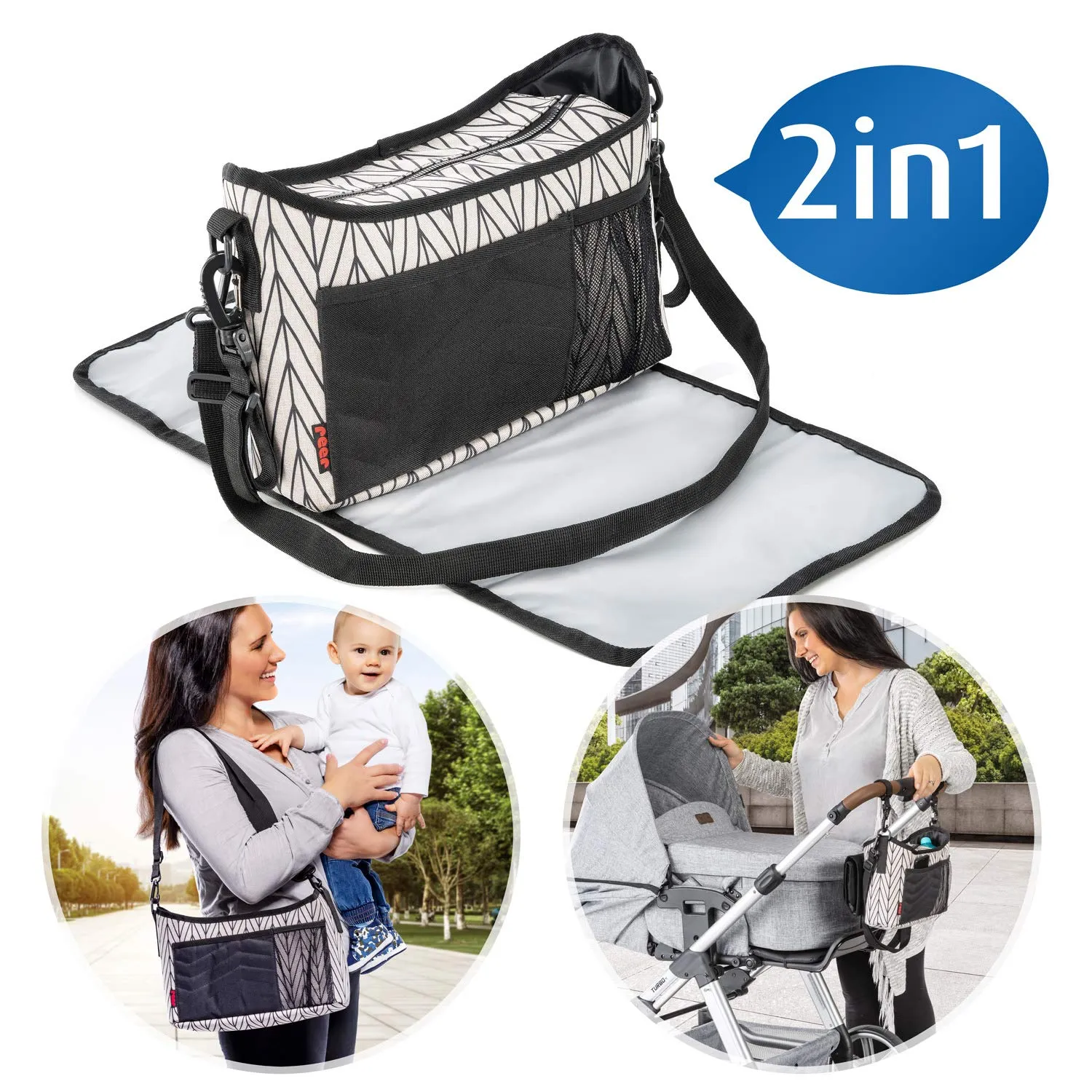 reer Clip&Go Vario Kinderwagen-Organizer mit Wickelauflage