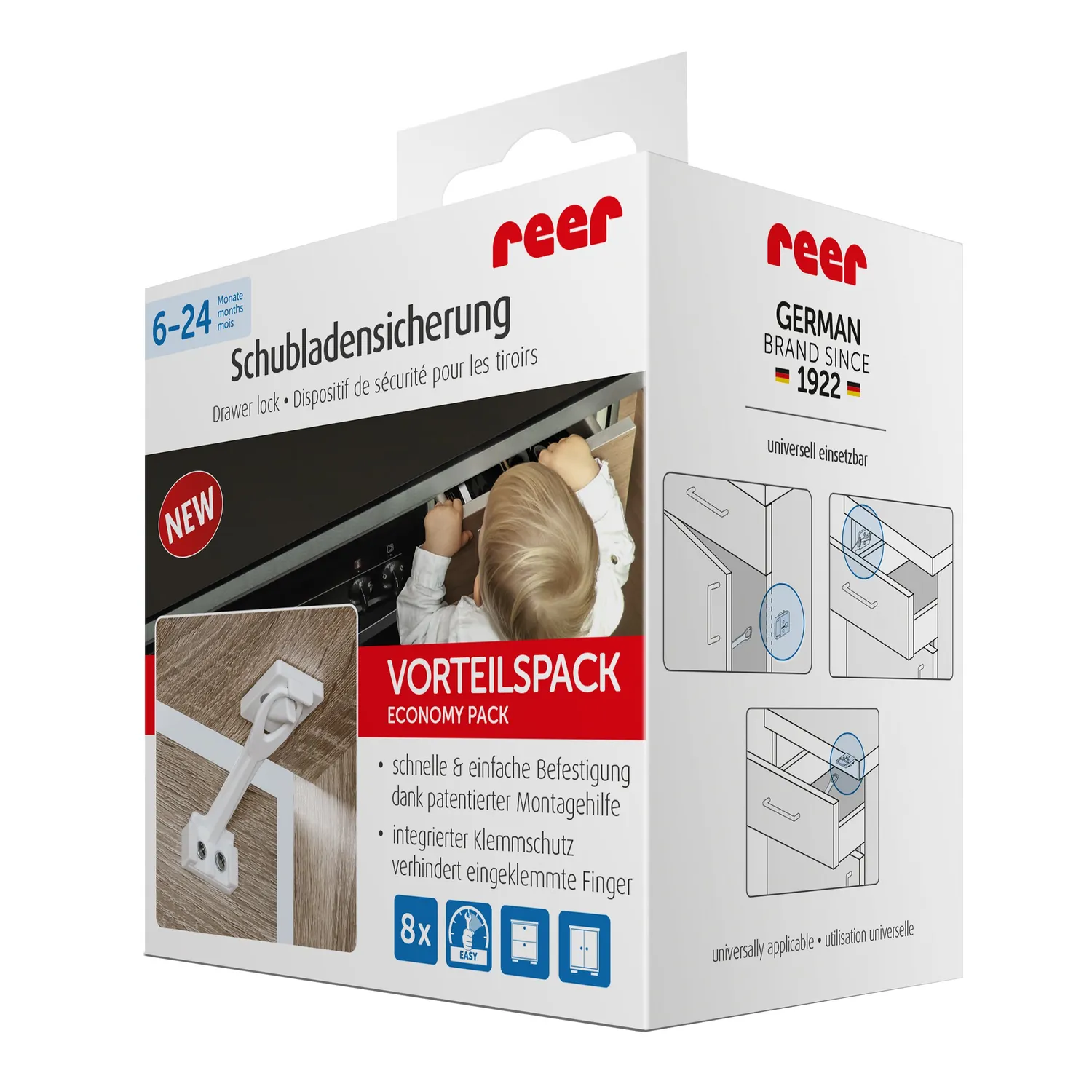 reer 71020 Schrank- u. Schubladensicherung weiß 8 Stück
