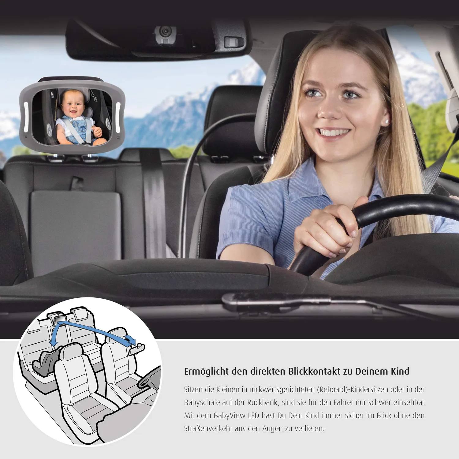 Reer BabyView 86101 Babyspiegel mit LED-Beleuchtung