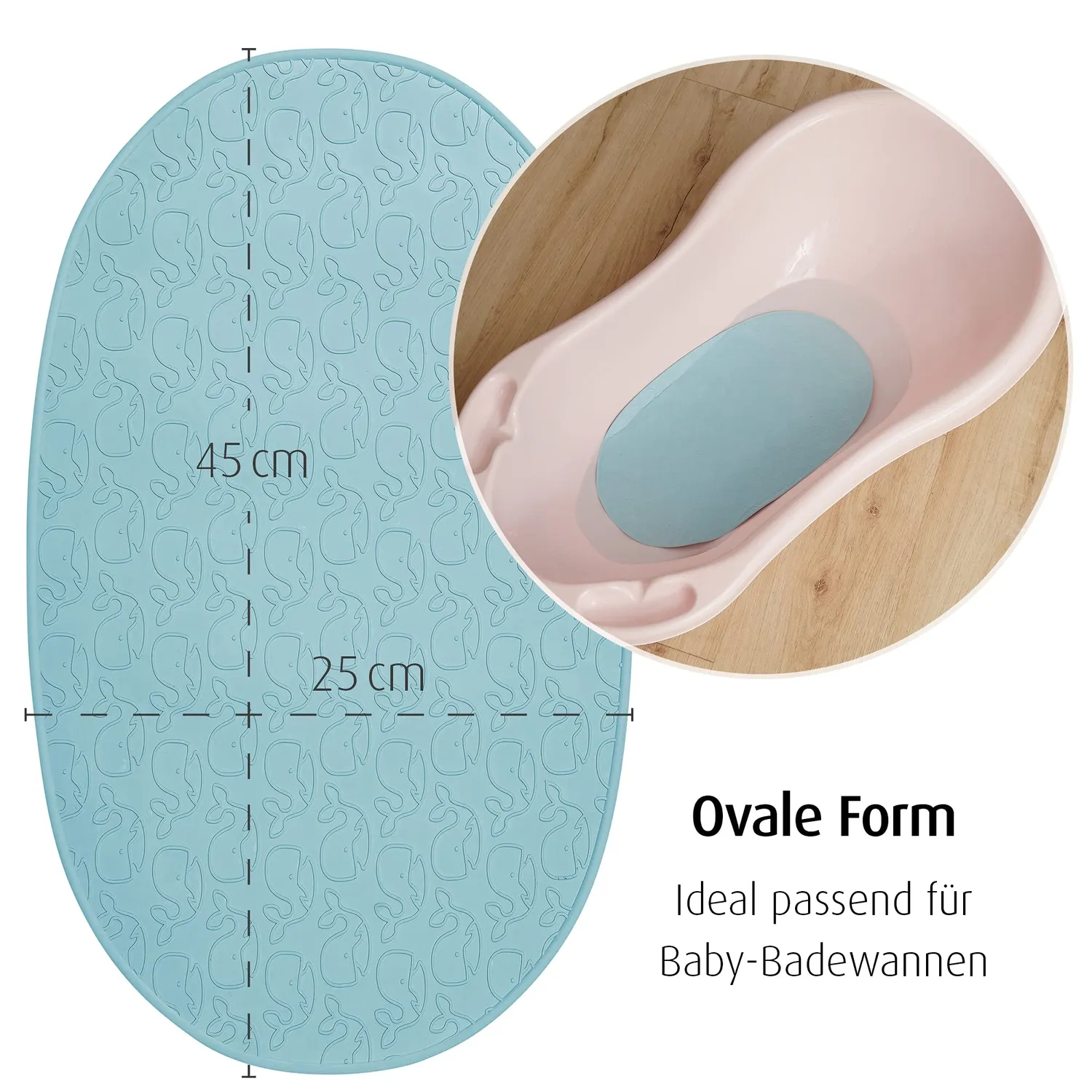 reer MyHappyBath Badewannenmatte 42x25 cm blau Wal