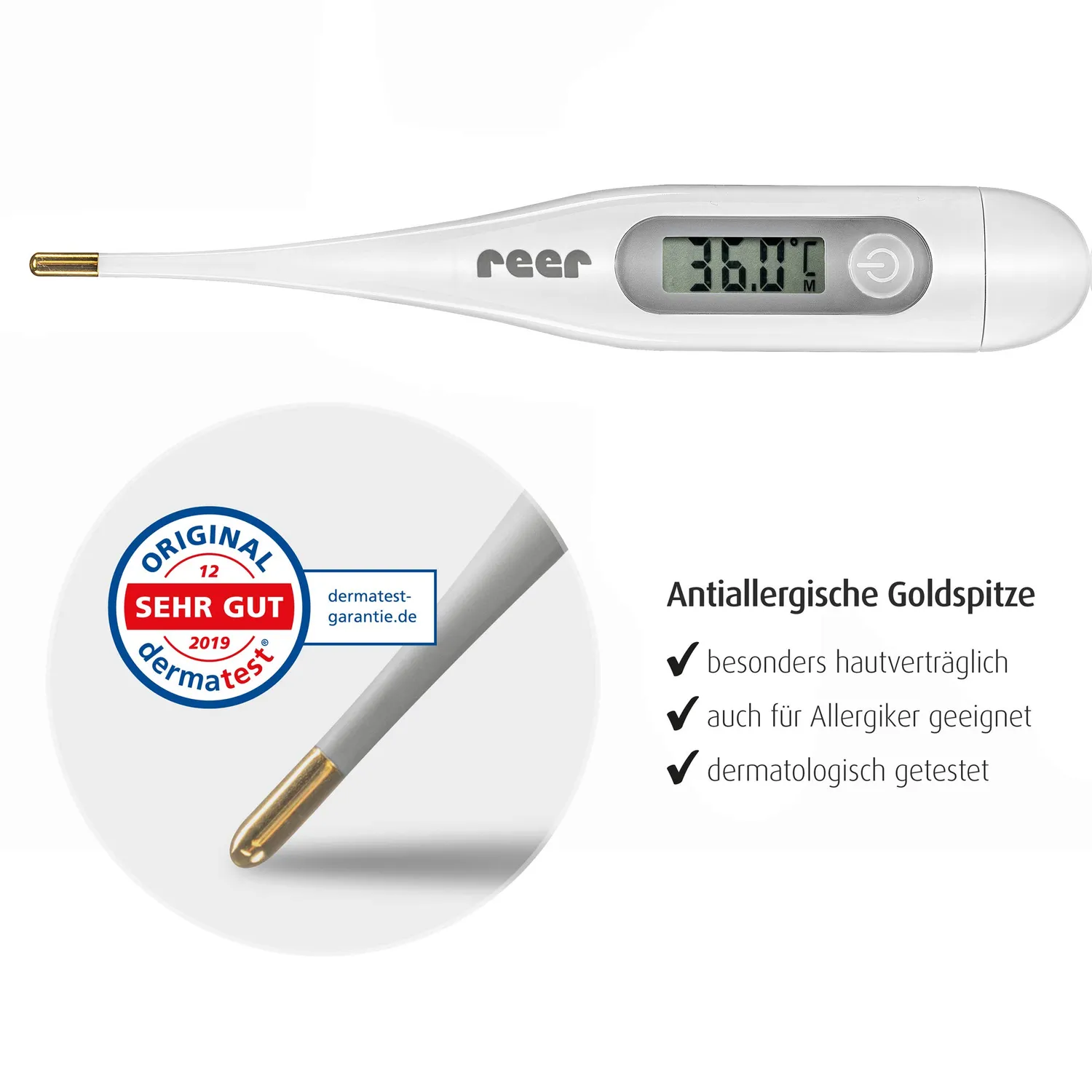 reer ClassicTemp Fieberthermometer digital vergoldete Spitze