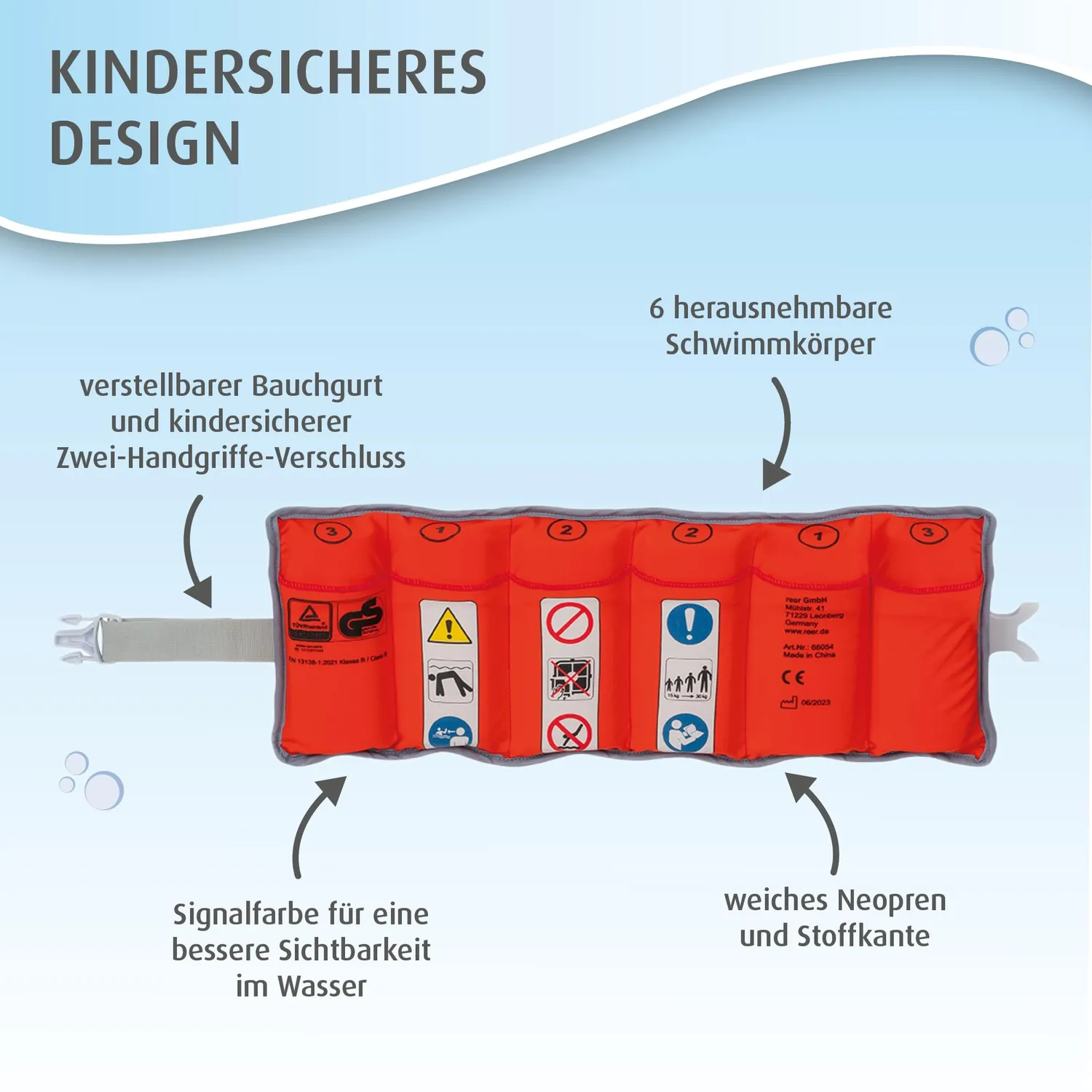 Reer myswimbuddy Schwimmgürtel 15-30 kg Neopren rot
