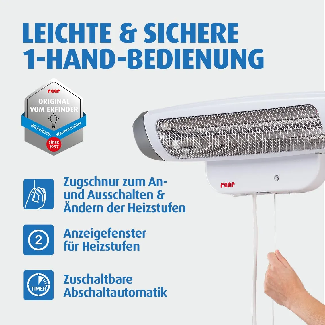 Reer FeelWell Wickeltischstrahler 2in1 weiß Stand/Wand